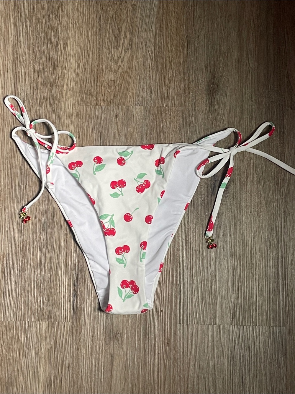 NWT Aerie White Cherry-Print Tie-Side Bikini Bottoms
